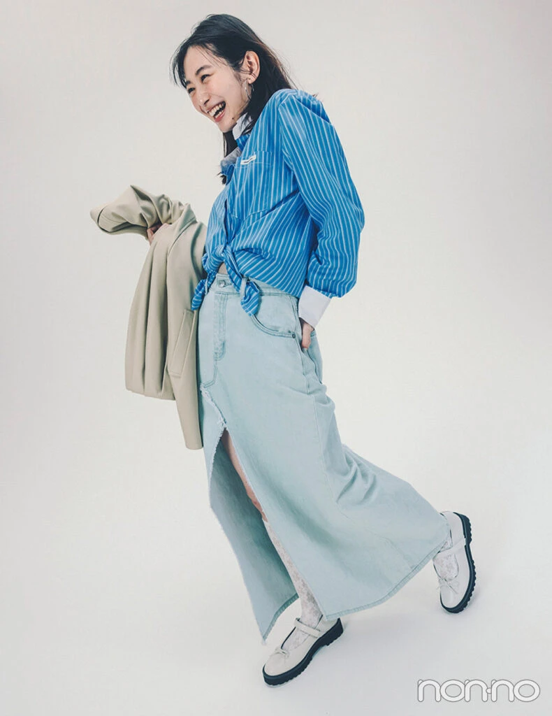 【non-no web】岡本夏美が着こなす大学生の毎日コーデ