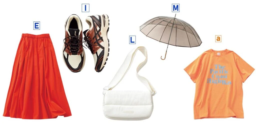 雨の日14日目の着回しアイテム5品