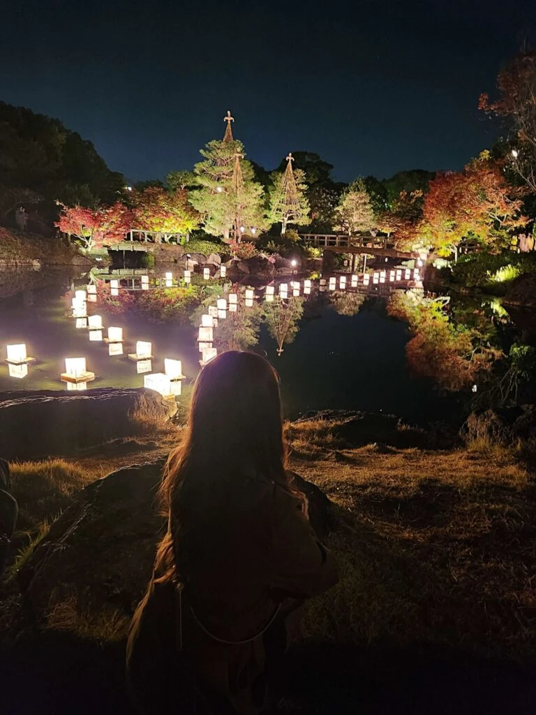 ライトアップ 紅葉 白鳥庭園 日本庭園 夜 フォトスポット