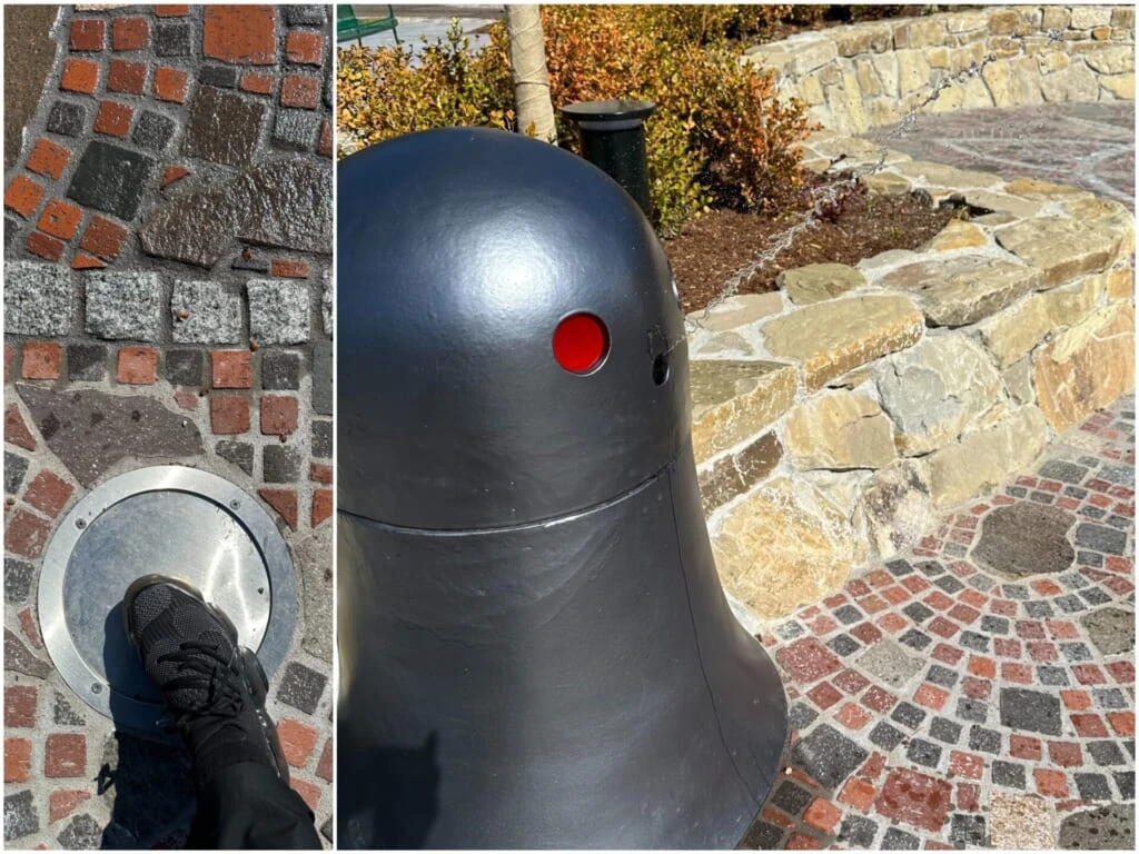 『ジブリパーク』「魔女の谷」の噴水広場にある水鉄砲の仕掛け