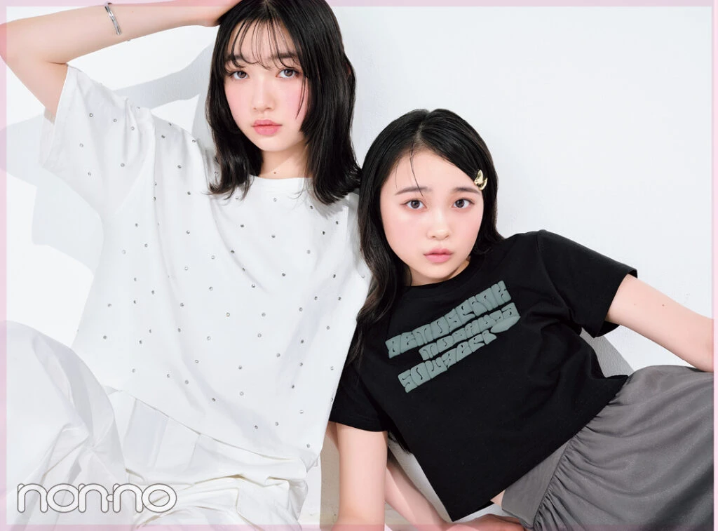 林芽亜里と小宮山莉渚のノンノモデルのTシャツcollection