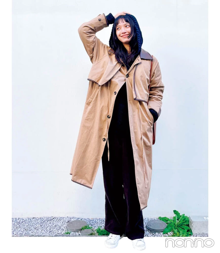 ノンノガールズ吉井紅さんのおしゃれさんの"さかいめコーデ"モデルカット