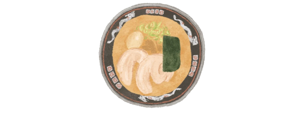 友野一希さんお気に入りの風来軒の豚骨ラーメンのイラスト