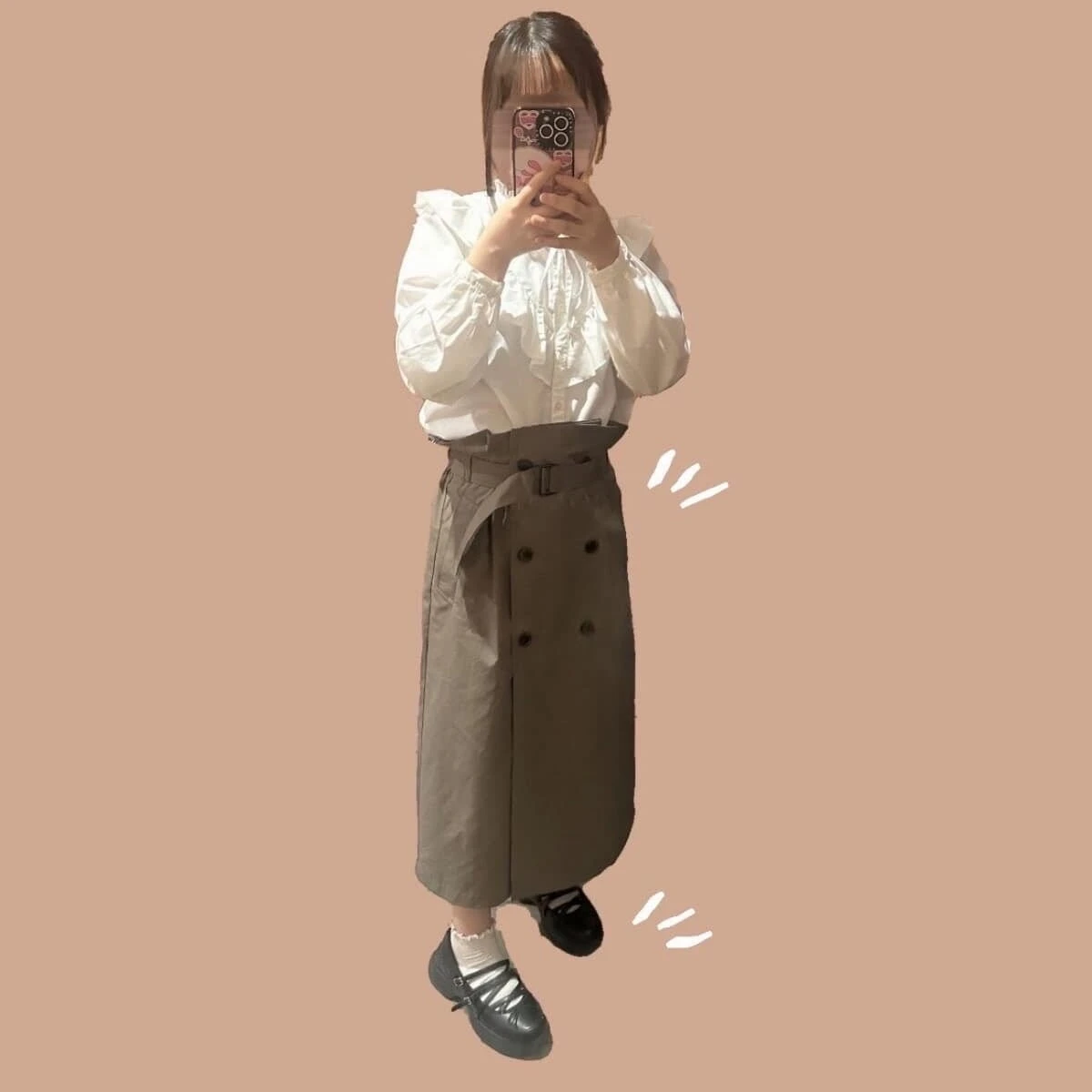 コーデ1 ブラウスとニットコーデ
