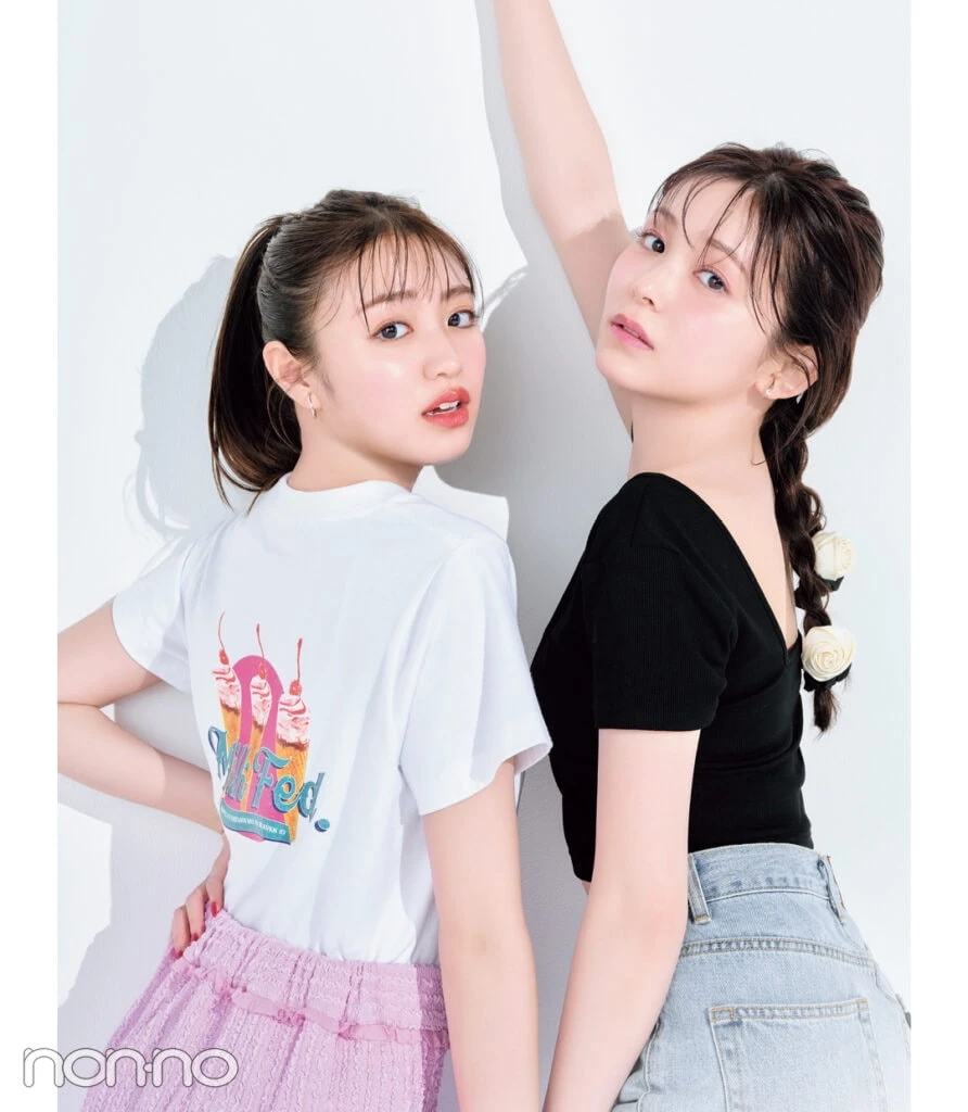 久間田琳加と香音のノンノモデルのTシャツcollection1