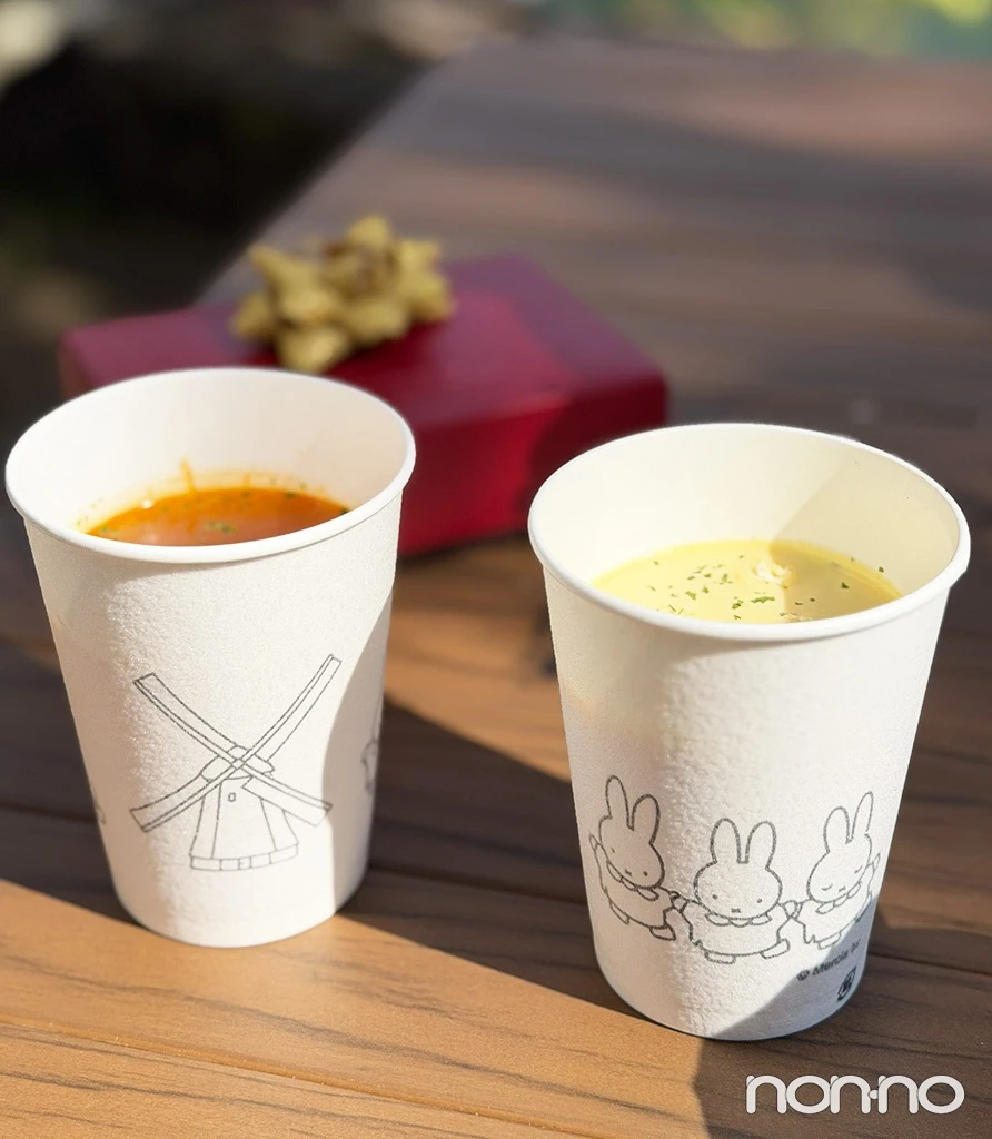 スープ(コーンスープ/ミネストローネ)/単品¥400・「ミッフィーのわくわくピクニックBOX」のセットで¥1950