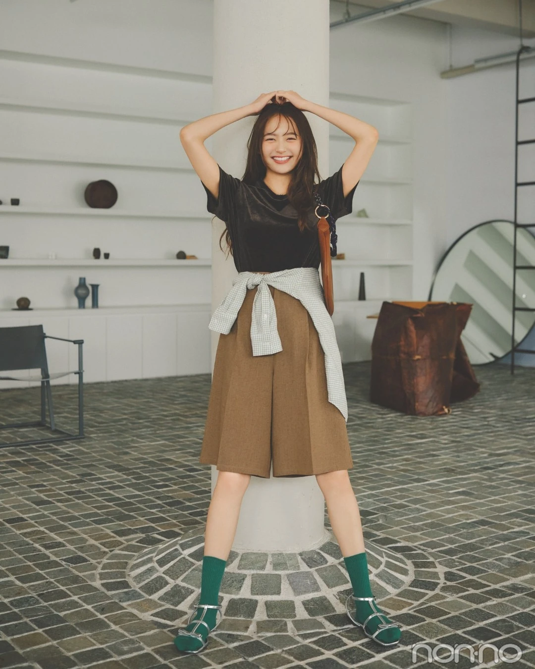 ハーフパンツ×Tシャツの夏コーデ