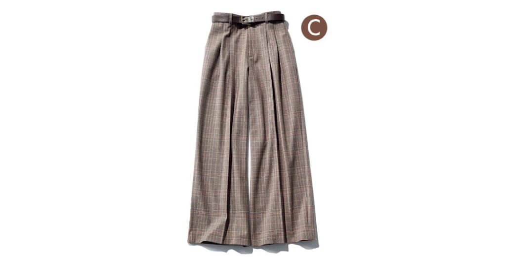 ブラウンチェックパンツ パンツ&ベルトセット¥14960/リリー ブラウン