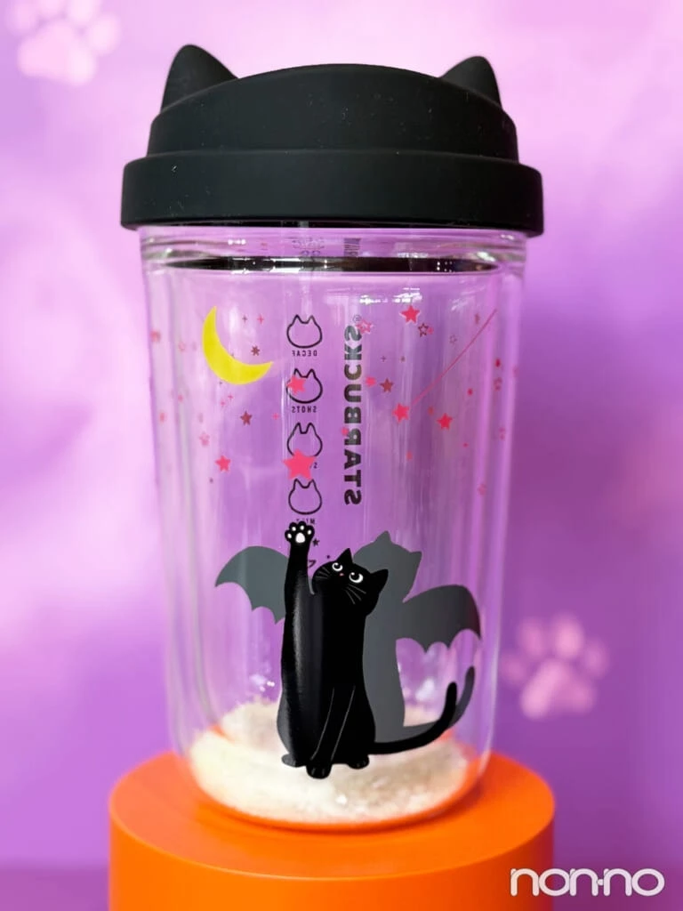 ハロウィン2026ダブルウォール耐熱グラスカップキャットグローインザダーク355ml