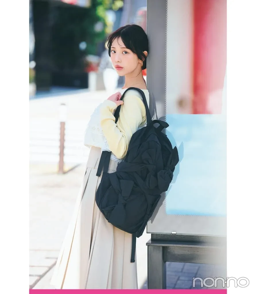 菊地姫奈の大学生の一週間コーデ、水曜日のビスチェスタイル