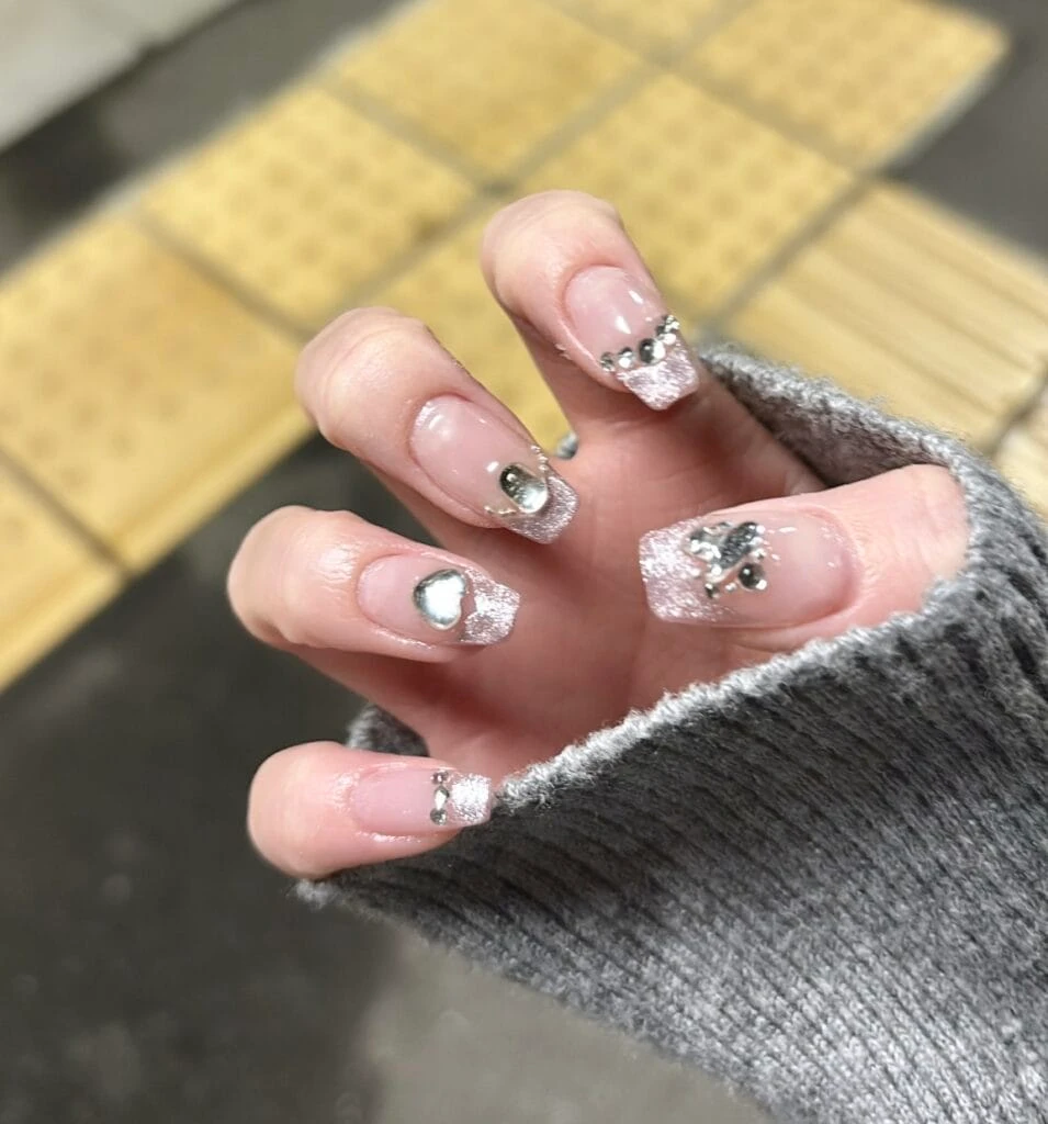 ピンクラメキラキラフレンチ