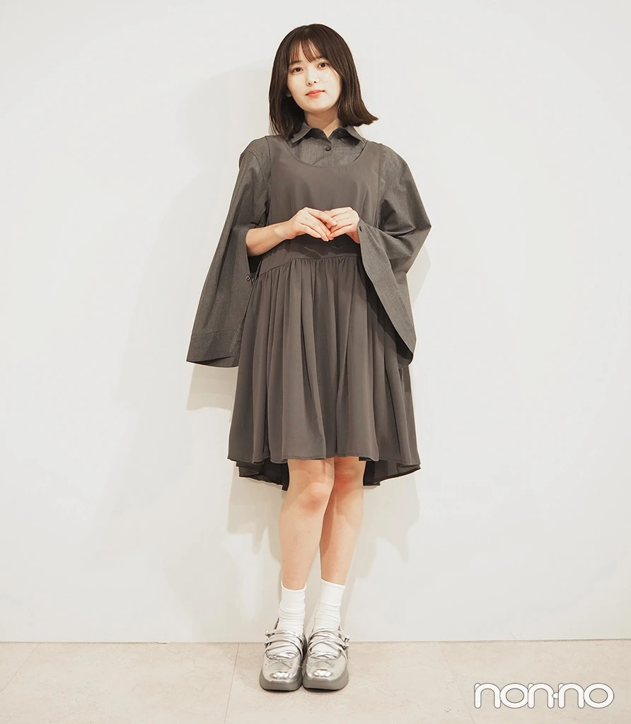「2ピースシャツミニワンピースセット by rokh 」のグレー
