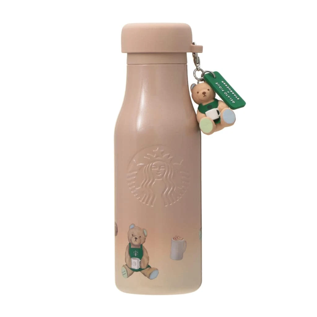 『gelato pique リッドカバーベアチャーム付きステンレスボトル モカベージュ 473ml』