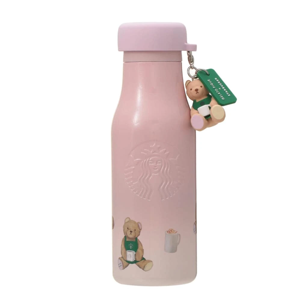 『gelato pique リッドカバーベアチャーム付きステンレスボトル ソフトピンク 473ml』