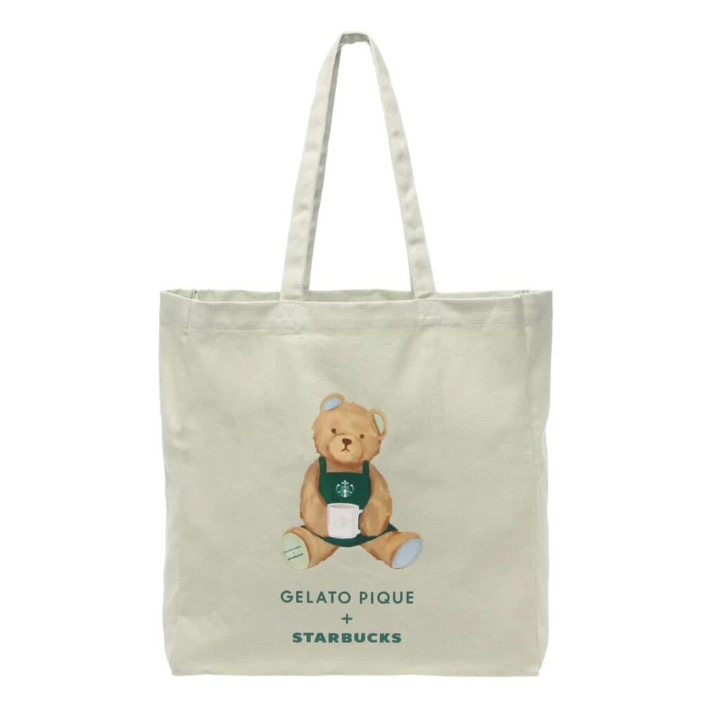 『gelato pique ベアプリントマチ付トートバッグ ミントグリーン』¥4900