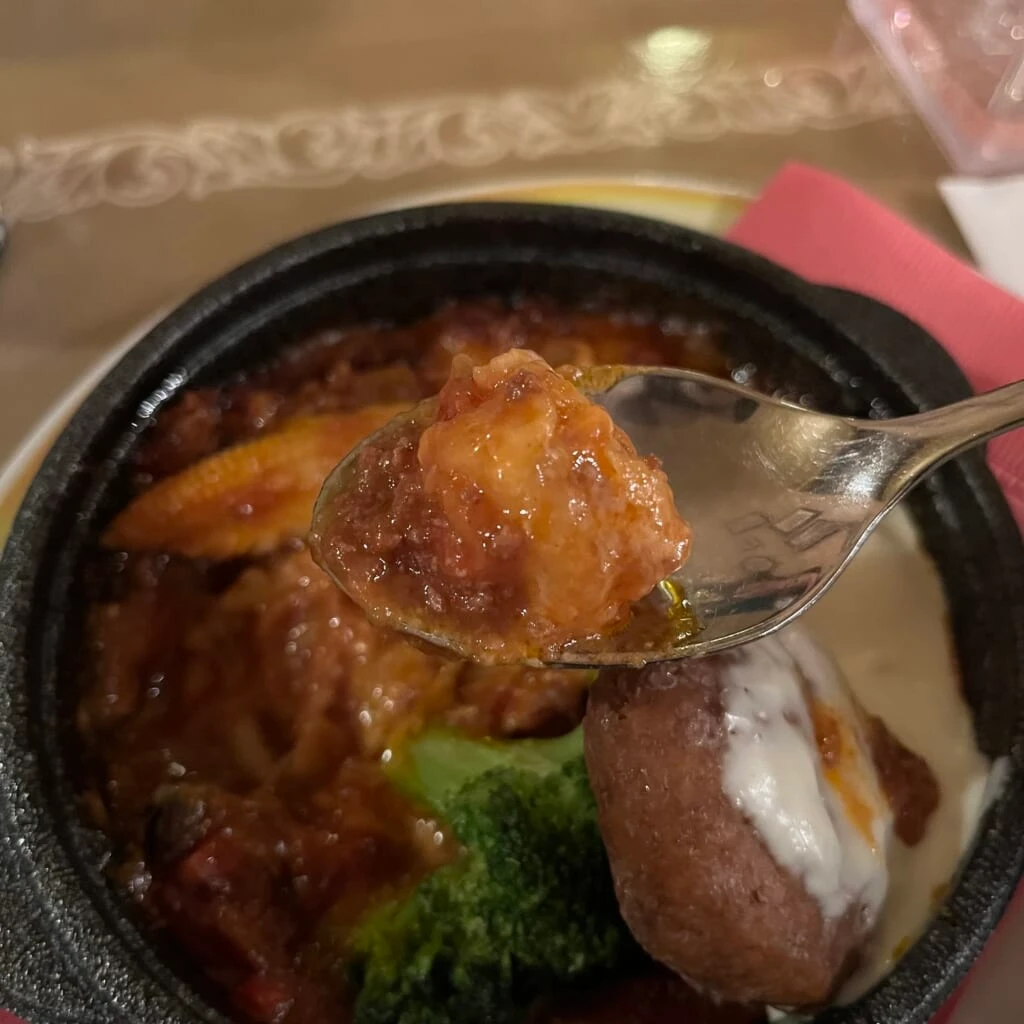 カフェ・ポルトフィーノ/メディテレーニアンハーバー ニョッキとミートソースのオーブン焼き、チーズソースのハンバーグ添え