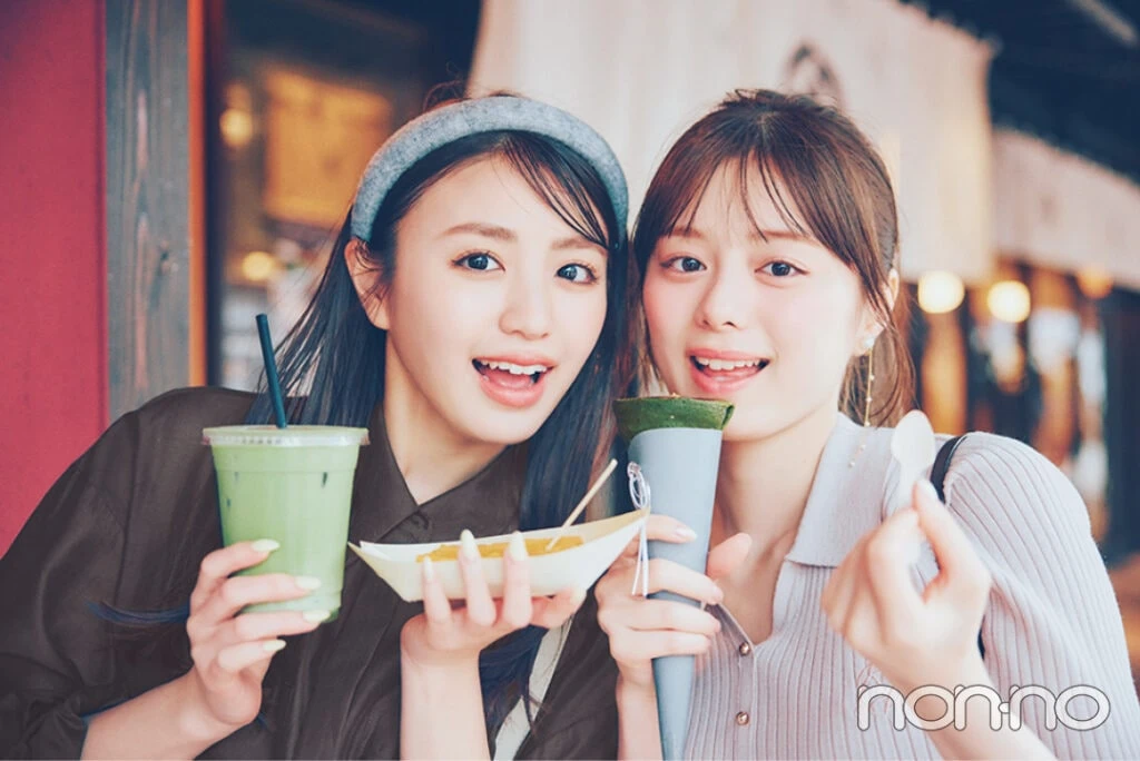 紺野彩夏と香音の豊洲 千客万来での食べ歩き写真