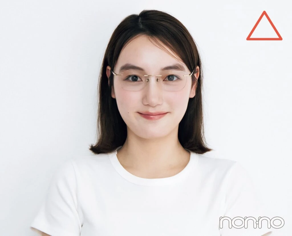 リムレスサングラスをかけたベース顔さん