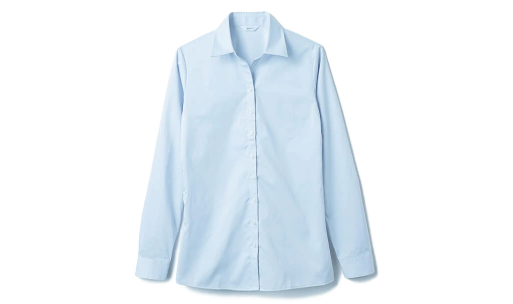 洋服の青山のライトグレーのスキッパーブラウス