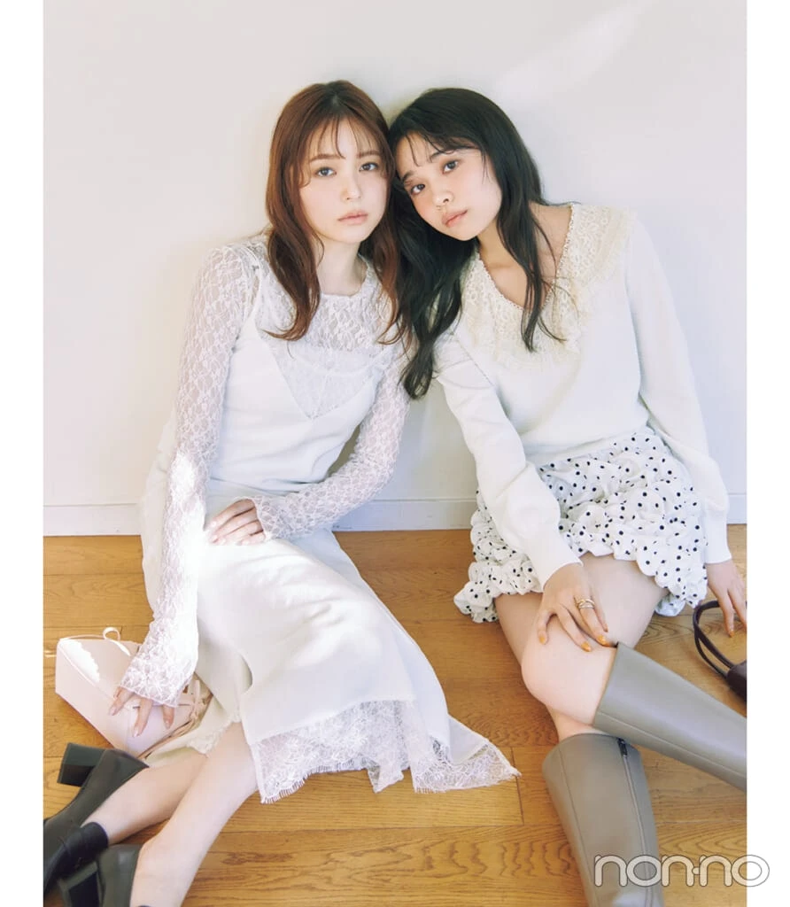 林芽亜里と久間田琳加の甘クラシックなトップス&ワンピモデルカット2-1