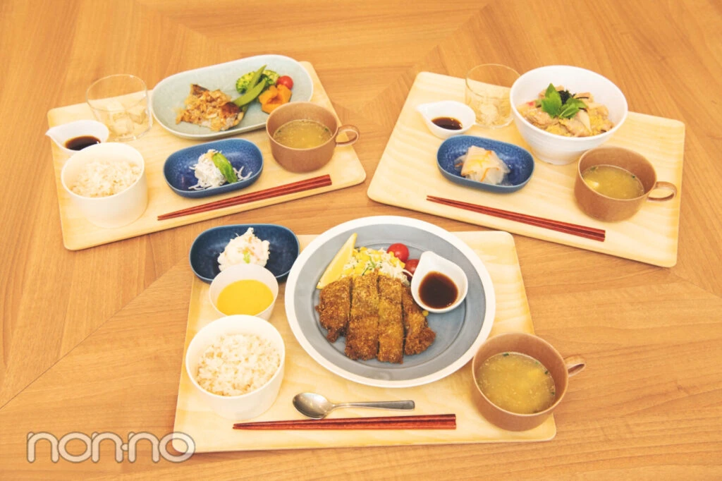 ファンケルの社員食堂で提供している3種類のランチメニュー