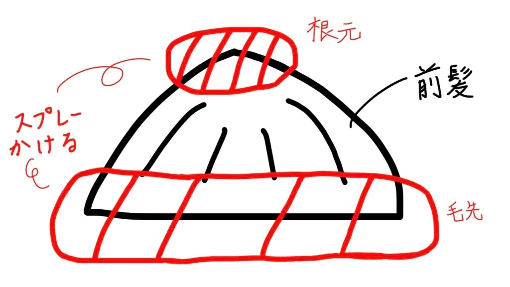 前髪のスプレーのかけ方