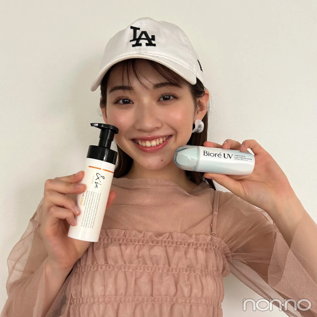 村上なずなと&be UVミルク スタンダードと、ビオレUVアクアリッチ　アクアハイライトローション
