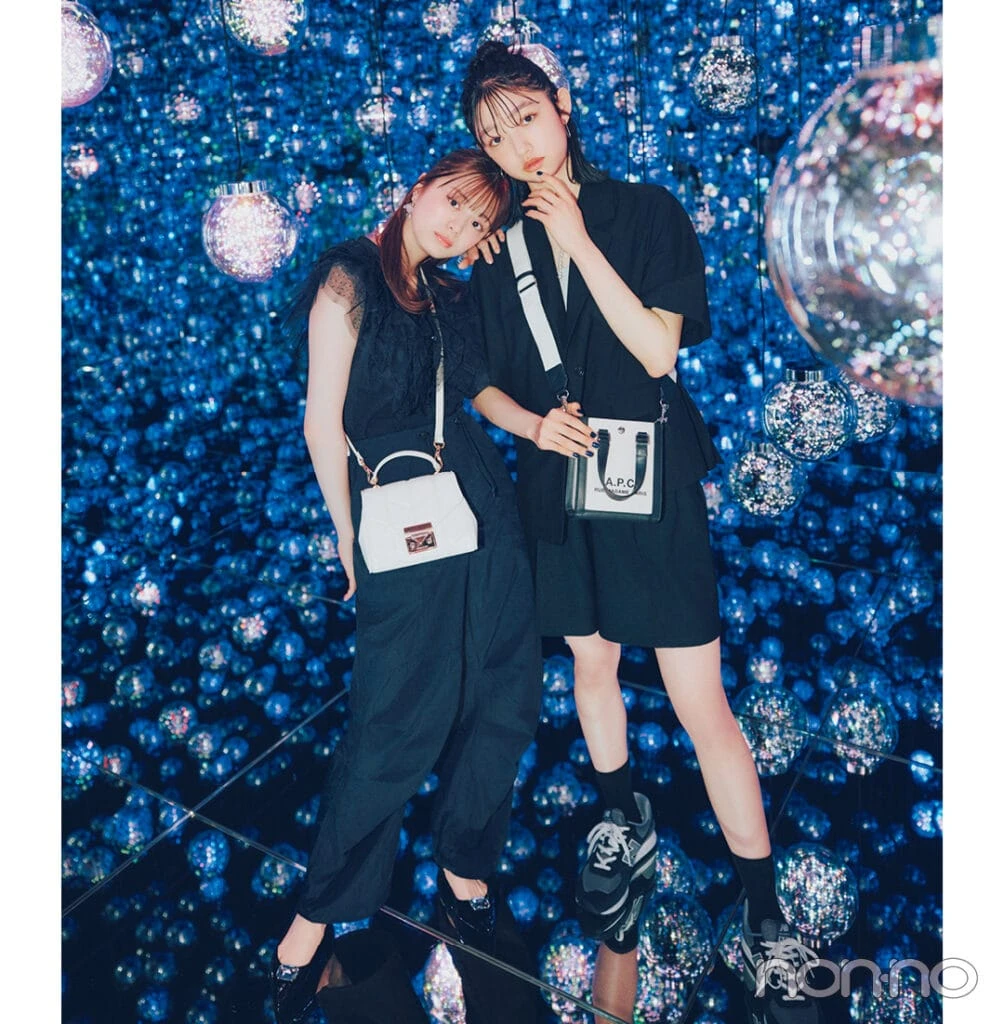 紺野彩夏と小宮山莉渚のチームラボボーダーレスでの写真
