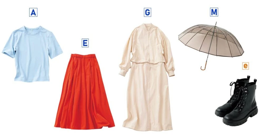 雨の日5日目の着回しアイテム5品