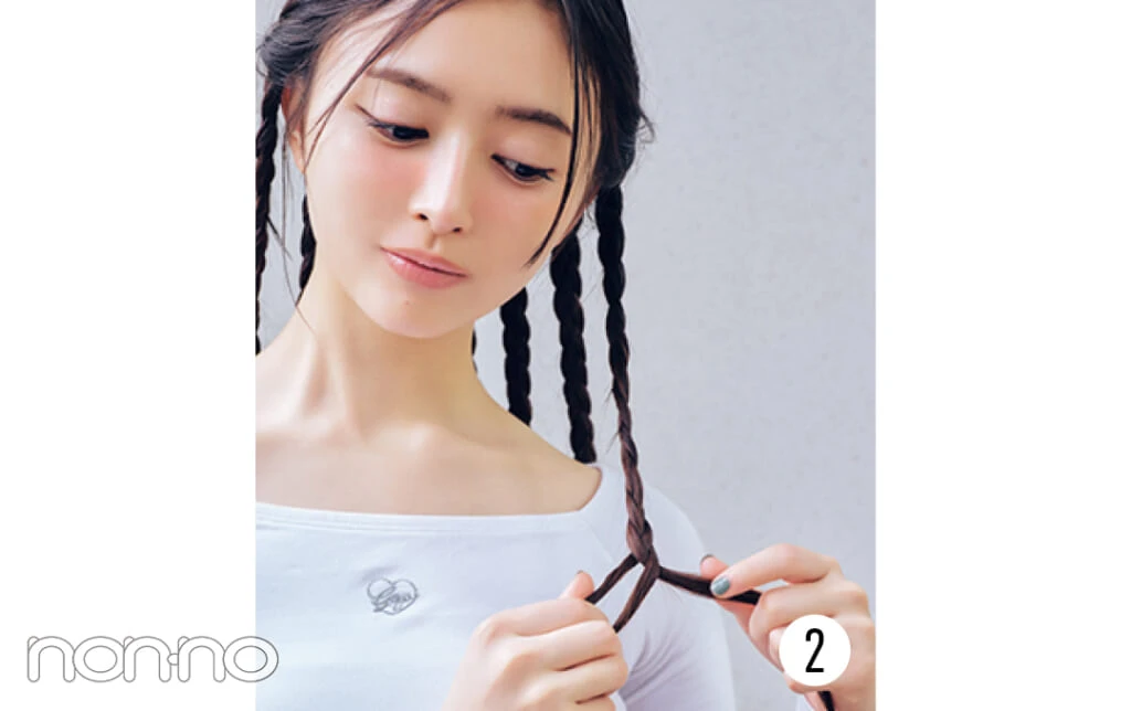 井上和とキャップとヘアアレンジプロセスカット3−6