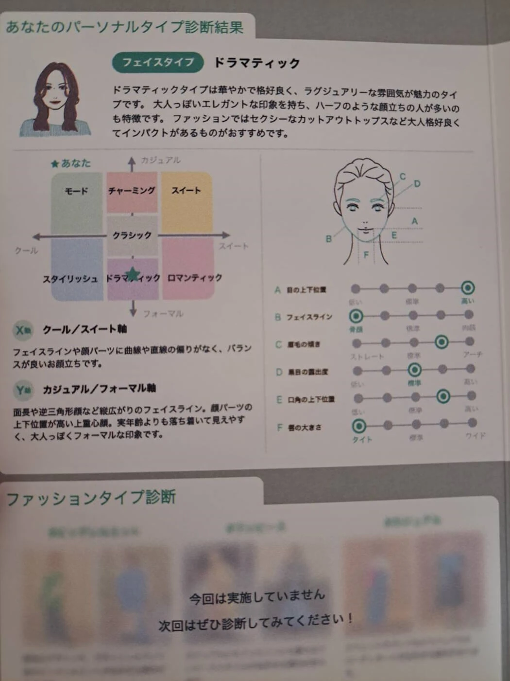 ルミネ新宿 パーソナルカラー診断機 カルテ フェイスタイプ