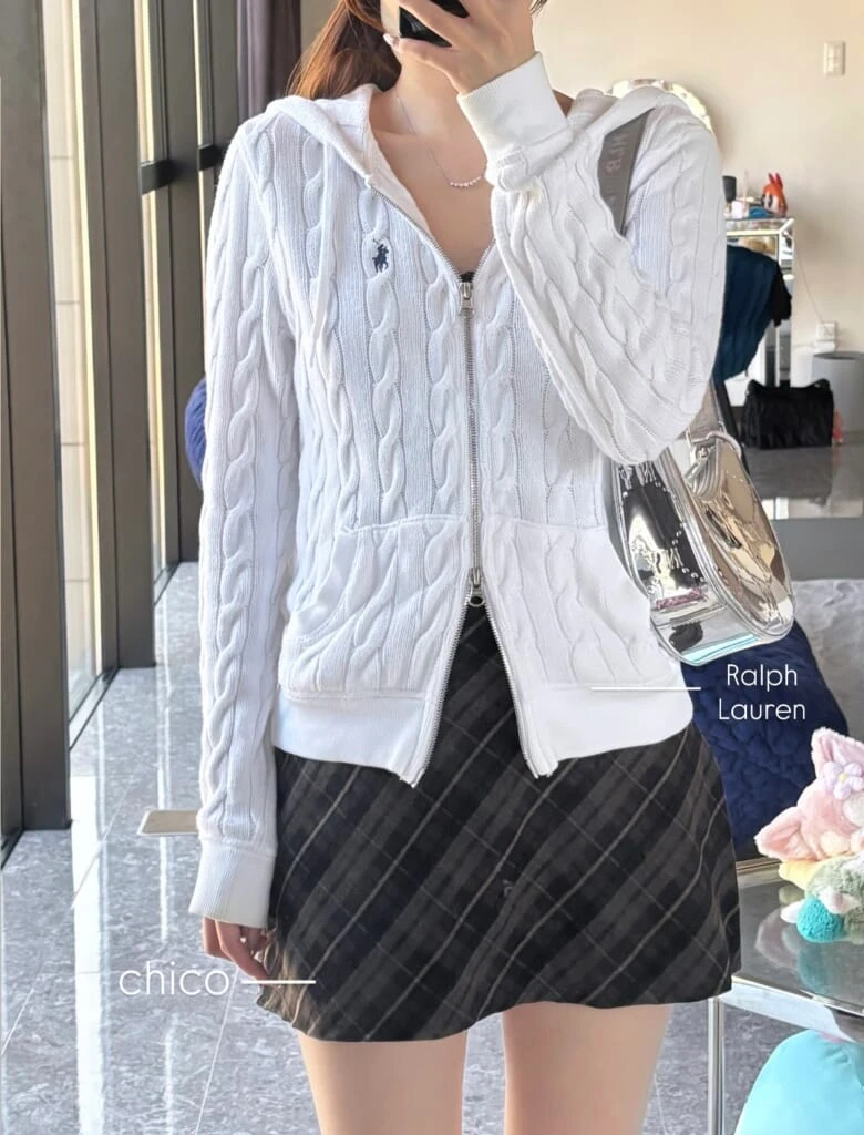 チェックミニスカート着回し