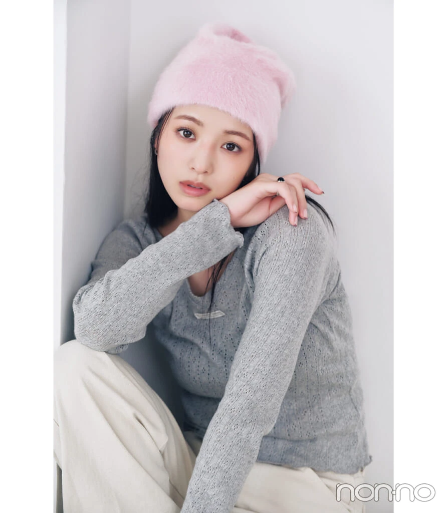 横田真悠のピーチカラー×Cゾーン塗り＝ヘルシーな親しみムードチーク1