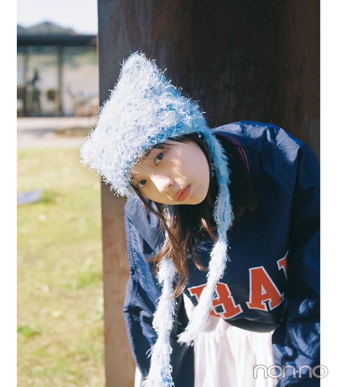 春おすすめ帽子「シャギーなネコ耳帽」をかぶった菊地姫奈