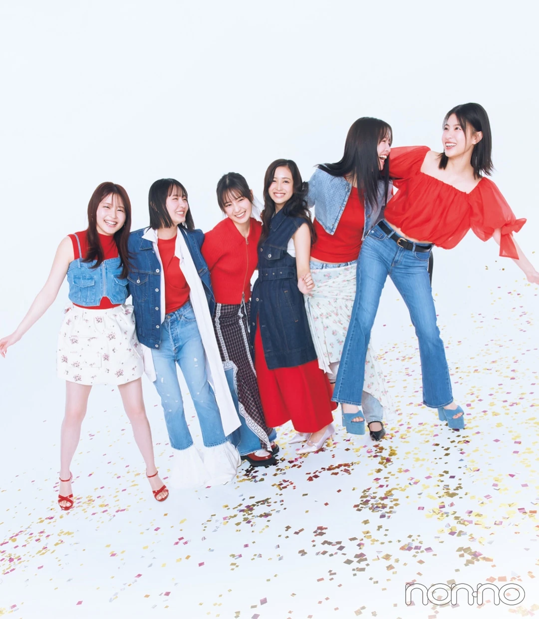遠藤さくら、横田真悠、久間田琳加、出口夏希、井上和、小坂菜緒のnon-no 55th anniversary non-noカバ ーガールズモデルカット11-1