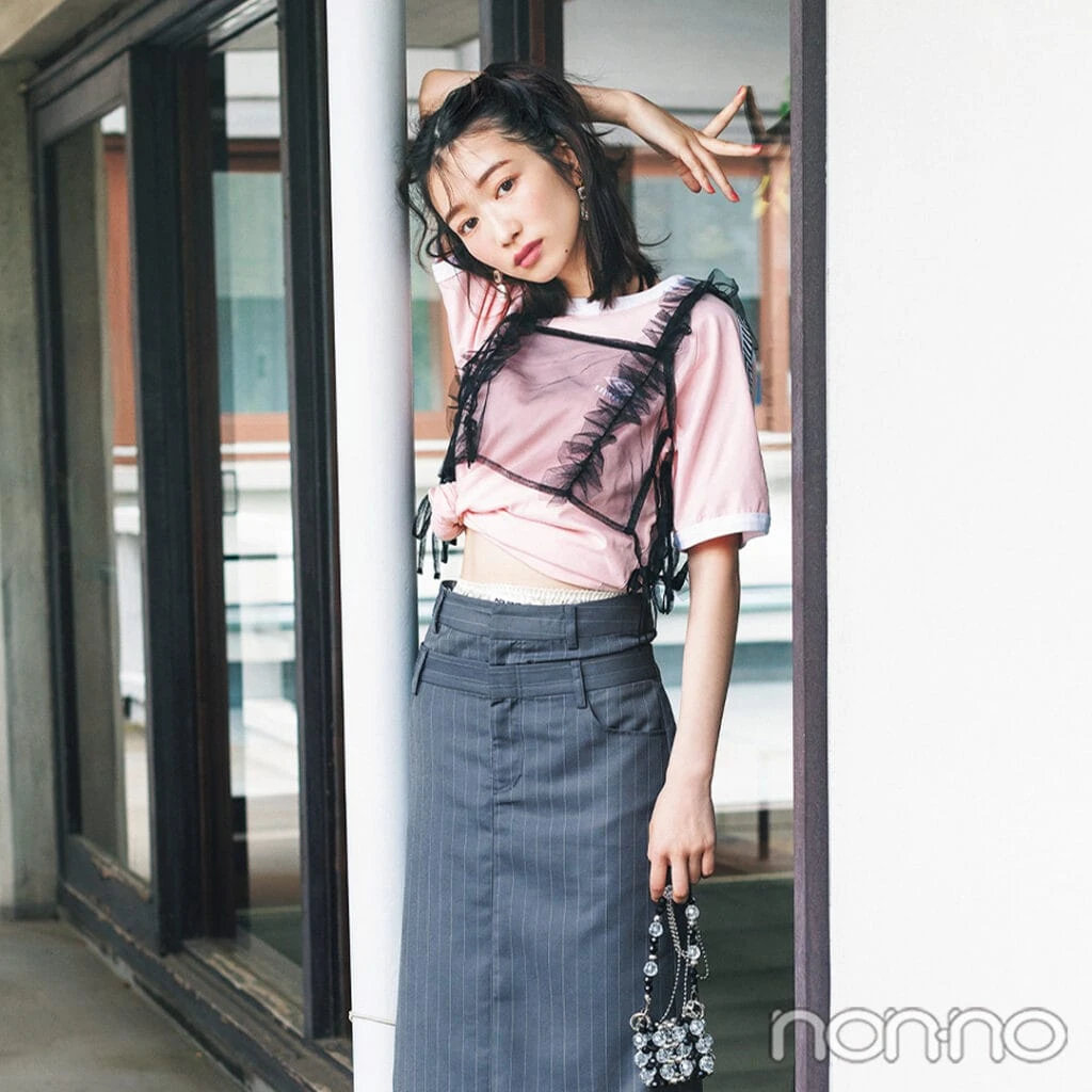 【non-no web】岡本夏美が着こなす大学生の毎日コーデ