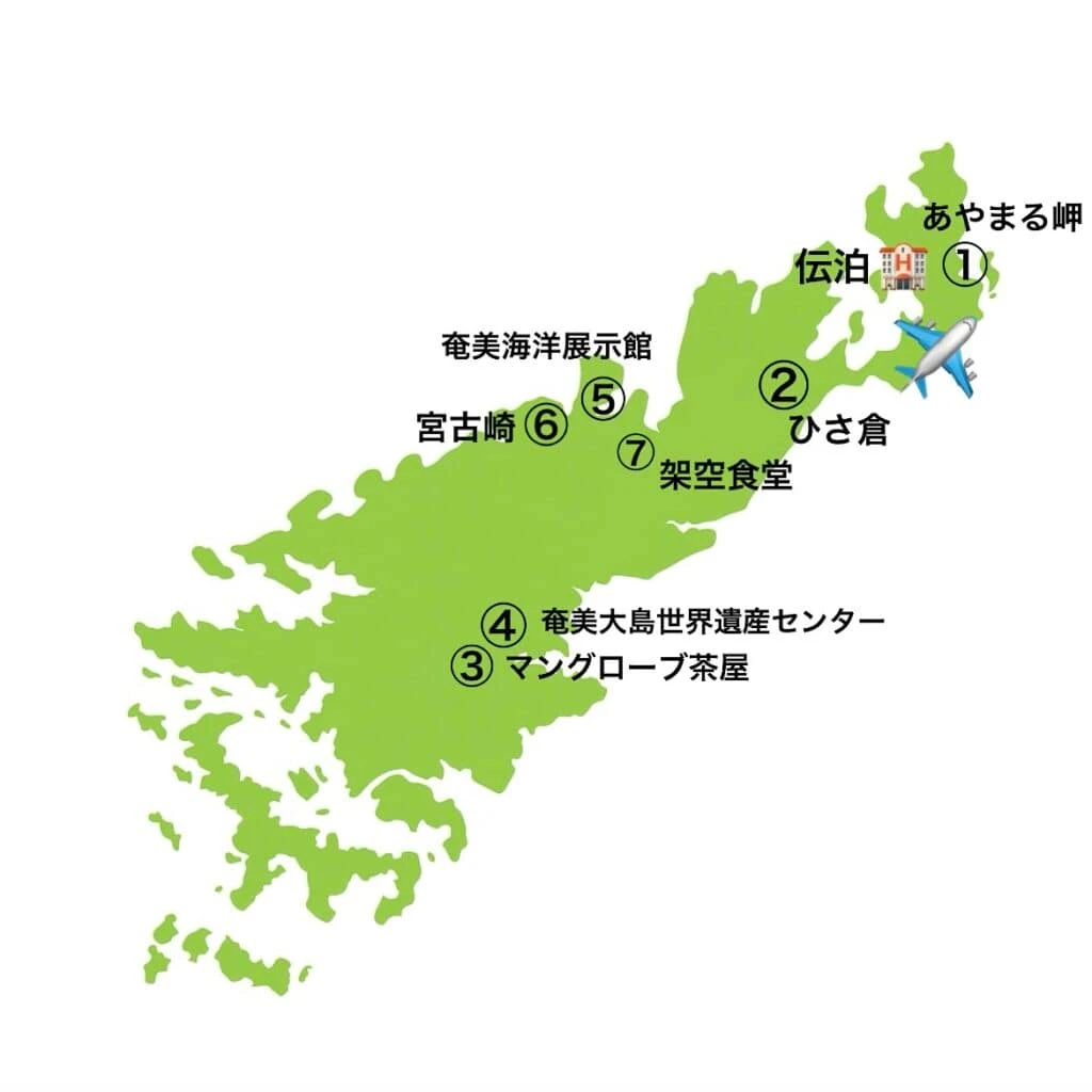 奄美大島 観光マップ モデルコース