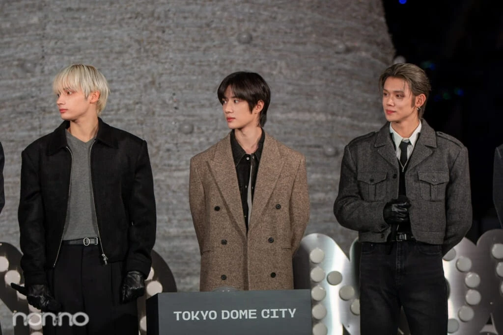 東京ドームシティのイベントに出席したTOMORROW X TOGETHER (トゥモローバイトゥギャザー、TXT)のYEONJUN、BEOMGYU、HUENINGKAI