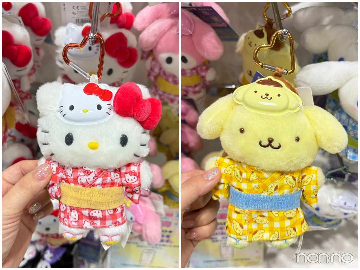 サンリオフェス2026inみなとみらい限定グッズ ハローキティとポムポムプリンの浴衣のぬいぐるみキーホルダー