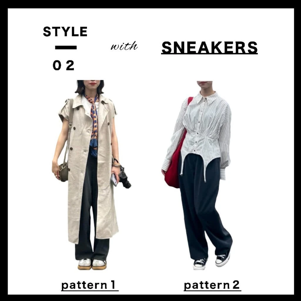 ユニクロ(UNIQLO)タックワイドパンツを使った大学生のカジュアルコーデ