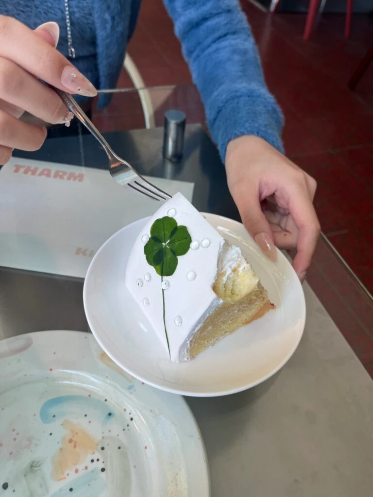 大学生エディターズ　弘大おすすめグルメ　「Bokeh カフェ」のクローバーケーキ