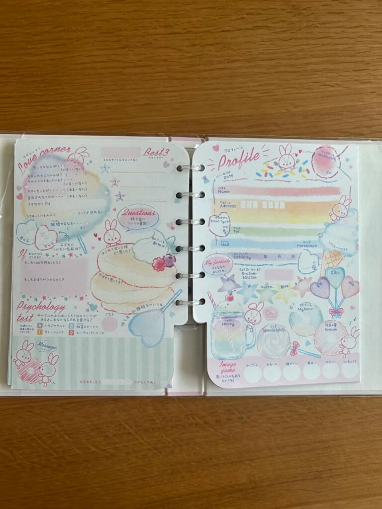 プロフィール帳の中身