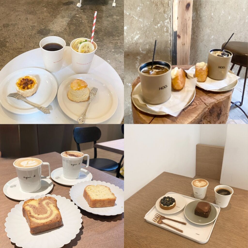 (左上)BUTTER MUSEUM OSAKA(右上)HOO.(左下)agnes b. cafe (右下)CHAMI