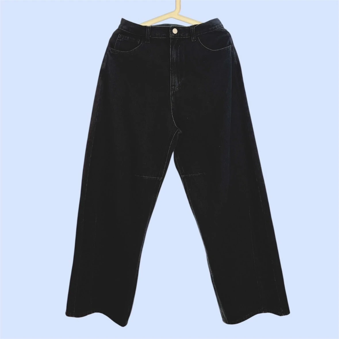 【anyway.シリーズ】立体カーブ バレルレッグ ワイドデニム（速乾）〈