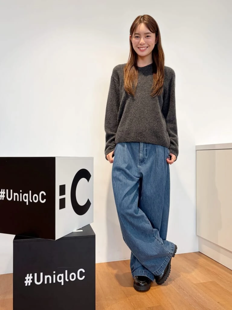 ユニクロシー 試着会 カシミヤニット セーター デニムコーデ