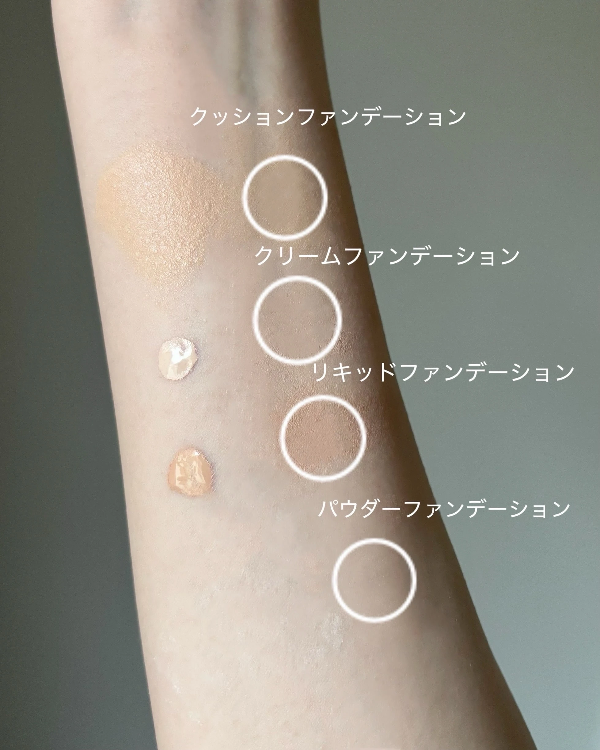 ロージーローザのマルチファンデパフを塗り比べた腕