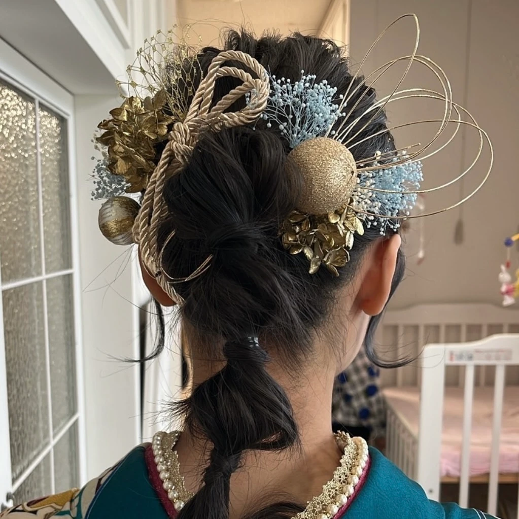 成人式 ヘアアレンジ 玉ねぎヘア 水引