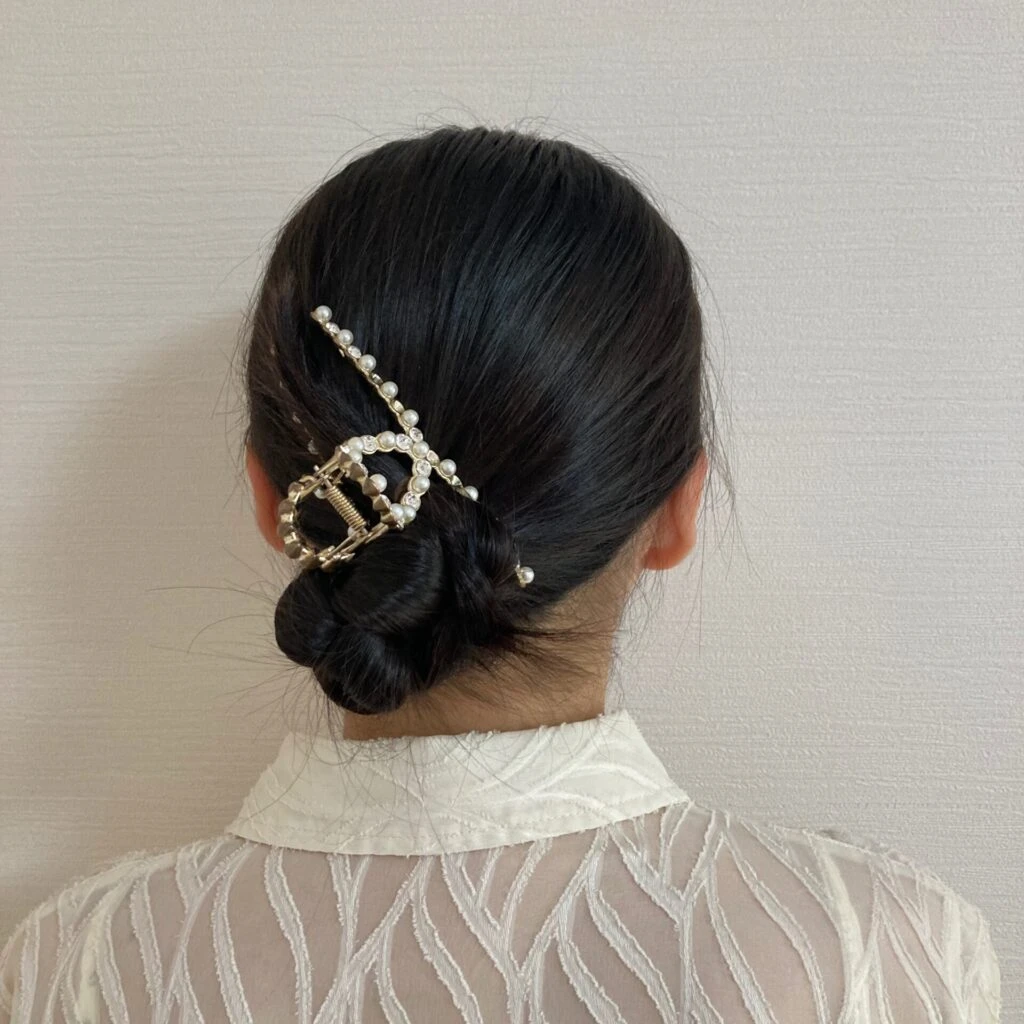 三つ編み　お団子　バンズクリップ