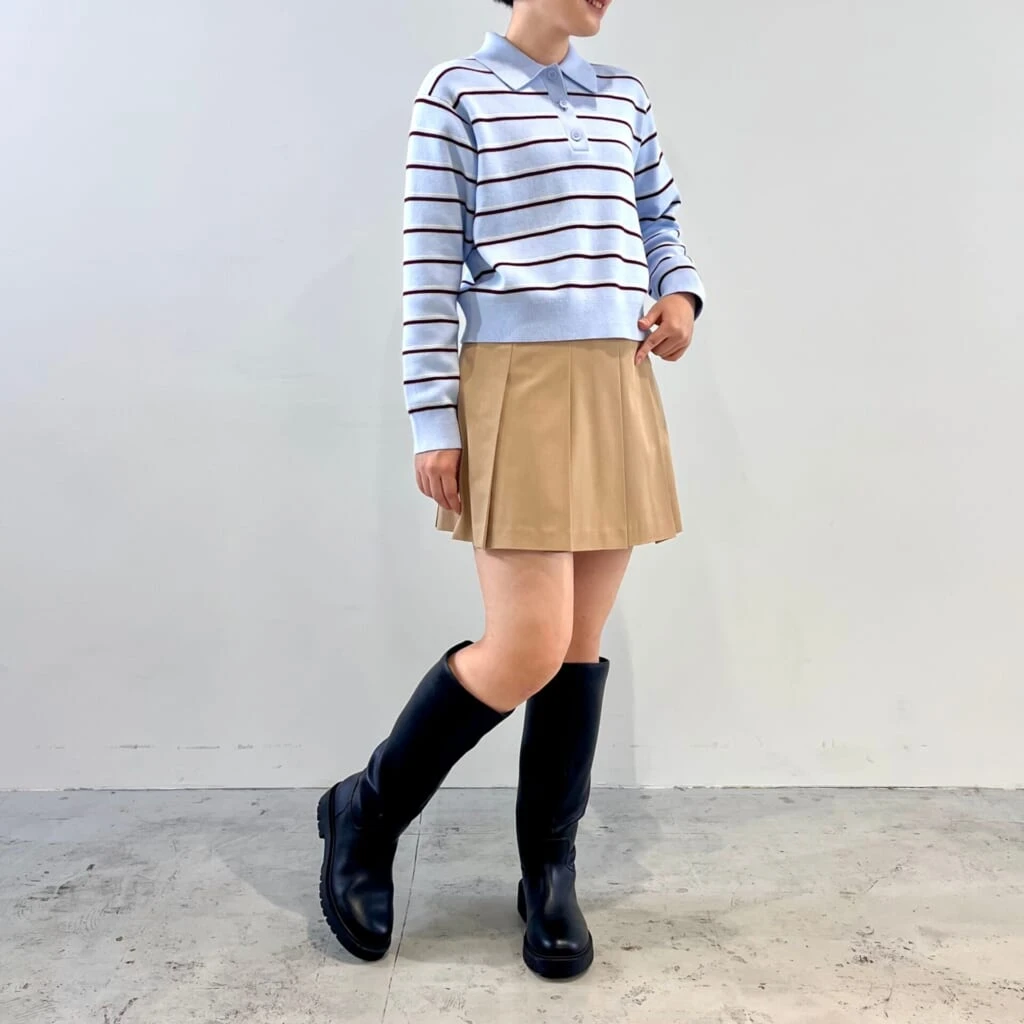 ユニクロのスムースコットンポロセーターを20代女子が試着