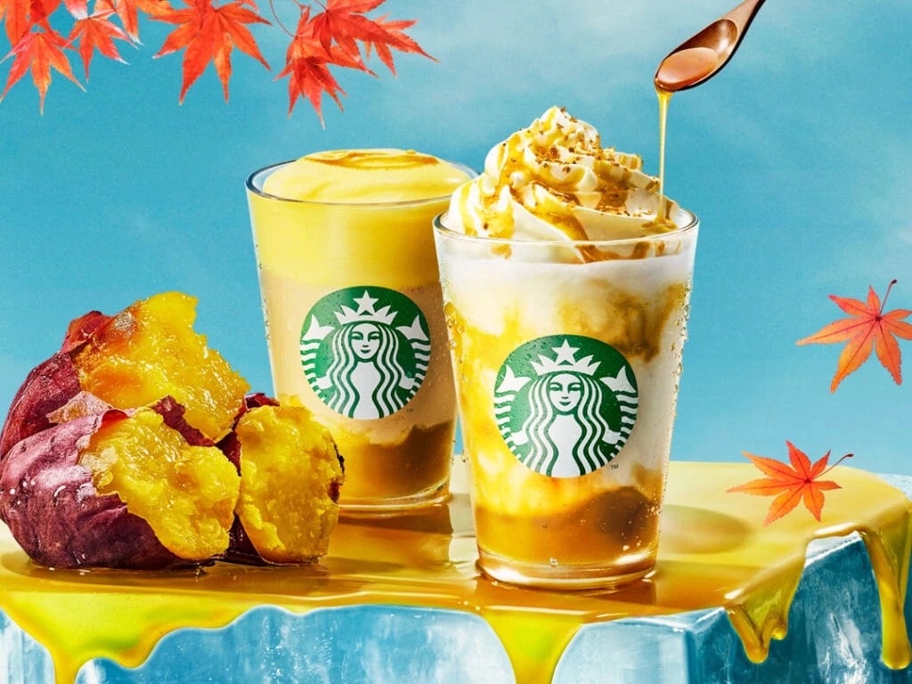 スタバ新作ドリンク『とろり蜜芋 紅はるか フラペチーノ®』と『とろり蜜芋 紅はるか ムース ティー ラテ』